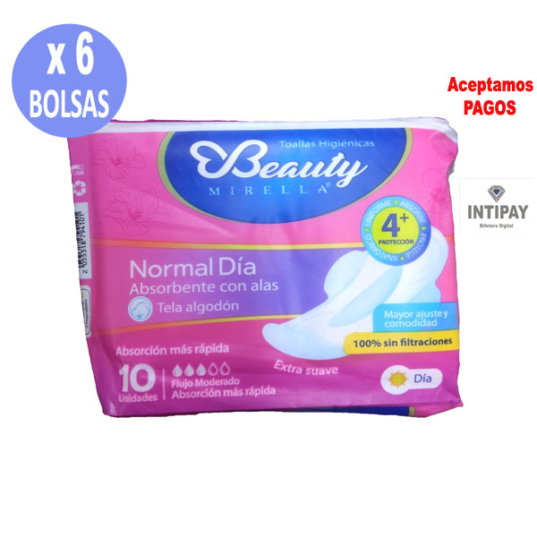 Toallas higiénica Beauty Normal Dia  x 6 bolsas